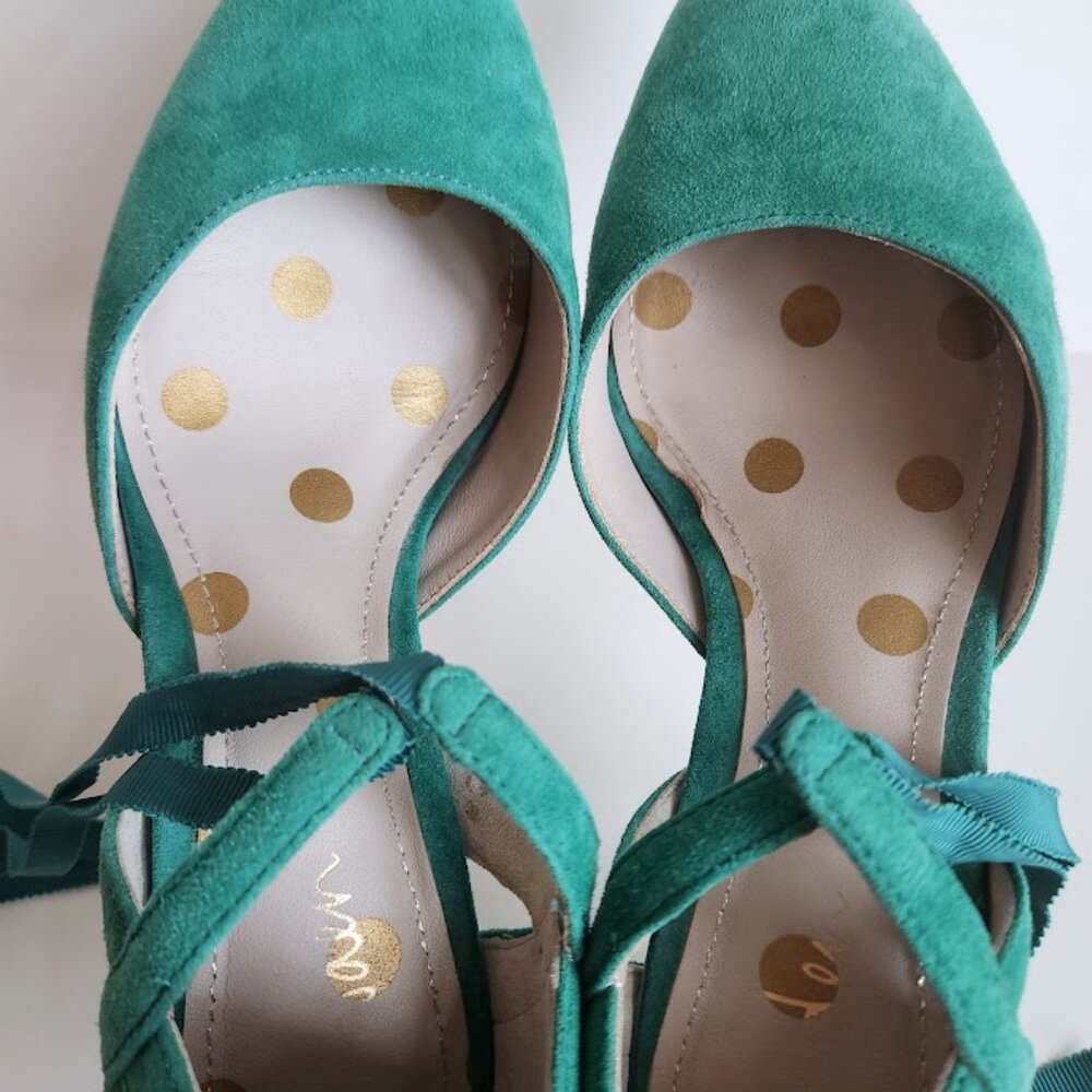 Boden Women's Jade Suede Leather Lavinia Ribbon Court Shoes Mid Heels Sz:37 - Picture 3 of 14